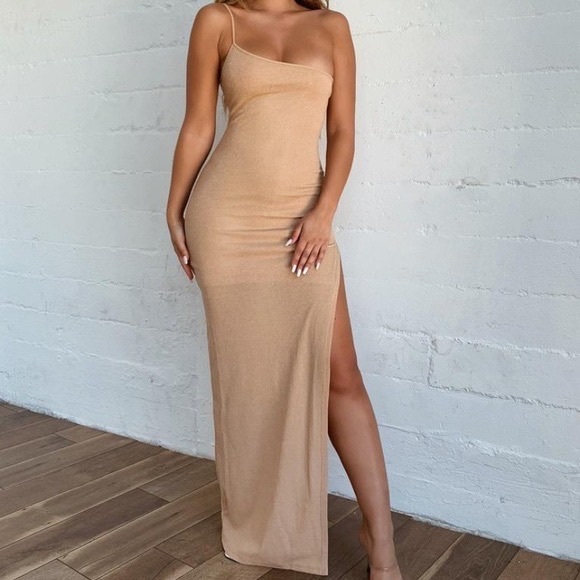 NWT Tiger Mist Gold Shimmer Audra Maxi Dress XS - Picture 3 of 6